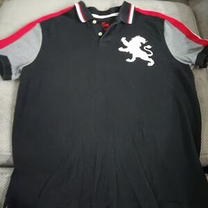 Express Black Polo with Red Lion Crest